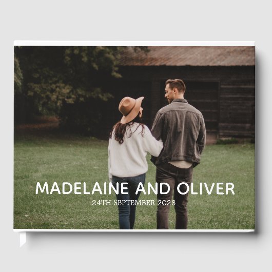 Livre D'or Fiançailles Photo Elegant Simple Keepsaké (Recto)