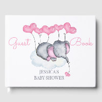 Fille Eléphant Baby shower blanc et rose