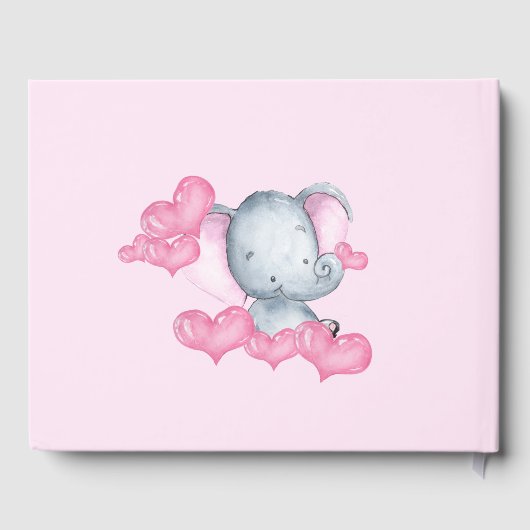 Livre D'or Fille Eléphant Baby shower rose (Verso)