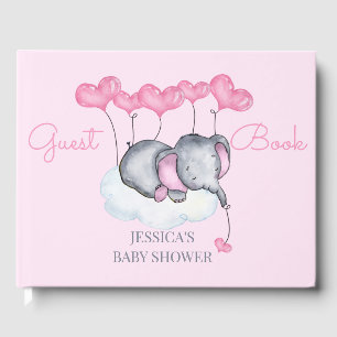 Livre D'or Fille Eléphant Baby shower rose