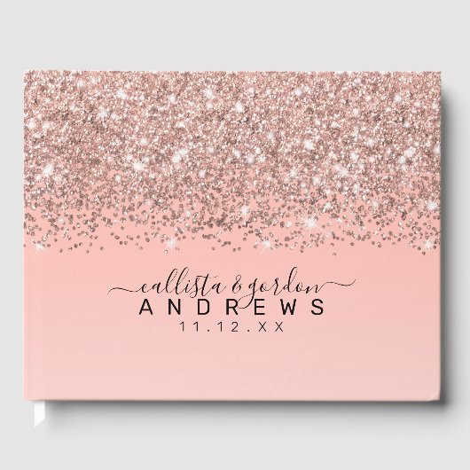 Livre D'or Fille Rose Gold Confetti Pink Gradient Ombre (Recto)