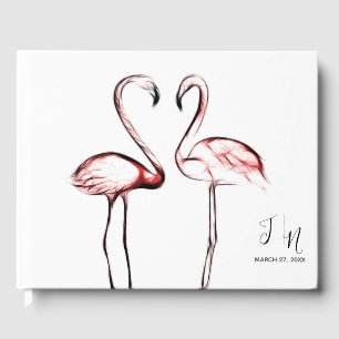 Livre D'or Flamants Roses Élégants Mariage Flamant Rose