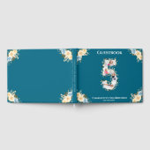 Livre D'or Fleur 5e anniversaire Turquoise photo Collage bleu (Complet)