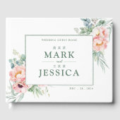 Livre D'or Fleur blanche rose Mariage chinois bilingue (Recto)