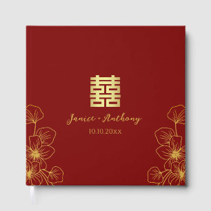 Livre D'or Fleur cerisier ligne mariage chinois double xi