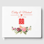 Livre D'or Fleur d'aquarelle mariage chinois (Recto)