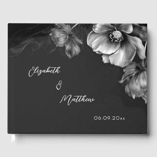 Livre D'or Fleur d'argent Noir | Mariage