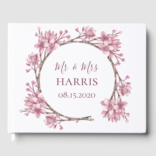 Livre D'or Fleur de cerisier rose /sakura. Mariage floral de  (Recto)