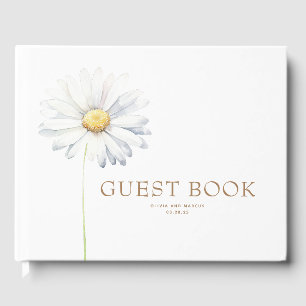 Livre D'or Fleur de marguerite blanche Élégant Mariage botani