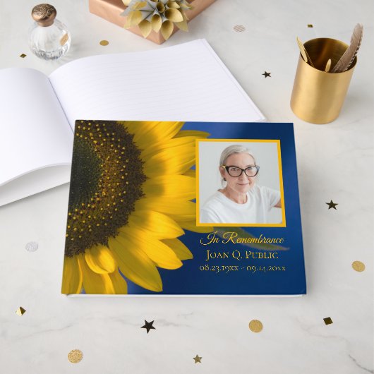 Livre D'or Fleur de soleil jaune Célébration de la vie funéra (Recto ouvert)