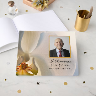 Livre D'or Fleur d'orchidée blanche Fête de la vie funéraire