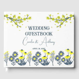 Livre D'or Fleur sauvage bleu jaune Floral Boho Mariage