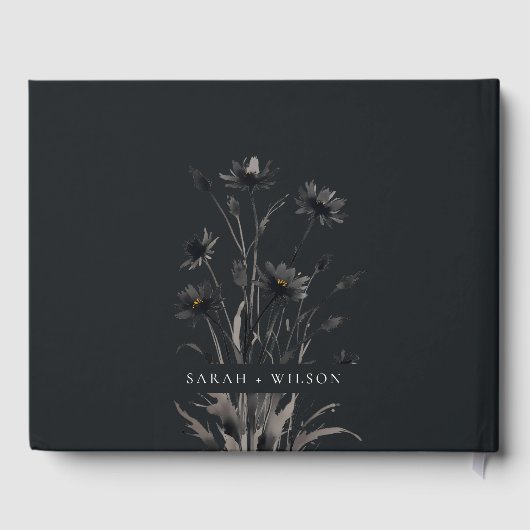 Livre D'or Fleur sauvage Boho Black Brown Automne Mariage (Verso)