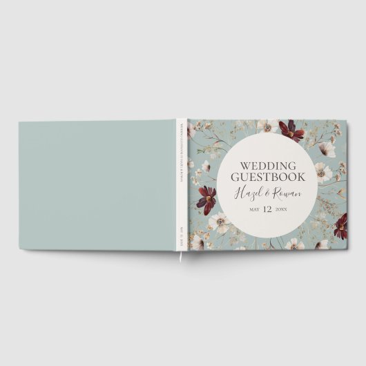 Livre D'or Fleur sauvage de Cuivre Bourgogne | Mariage Turquo (Complet)