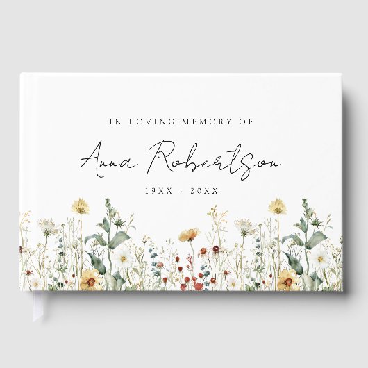 Livre D'or Fleur sauvage D'Été En Mémoire Amoureuse Funéraill (Recto)