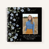 Livre d'or Fleur sauvage Photo Graduation en bleu (Devant)