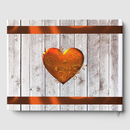 Livre D'or Fleur sauvage, ruban et Mariage de coeur - Cuivre (Verso)