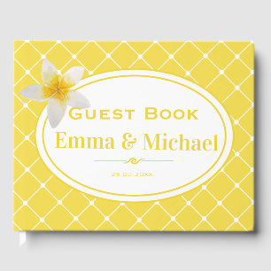 Livre D'or Fleur tropicale et Motif Trellis Mariage jaune