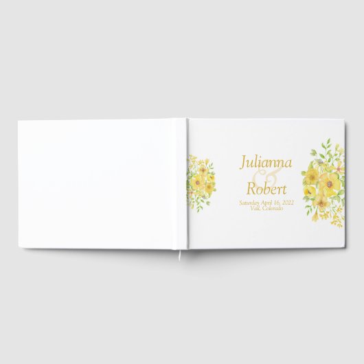 Livre d'or fleuri à l'aquarelle jaune (Complet)