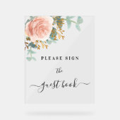 Livre d'or fleuri rose eucalyptus mariage (Recto)