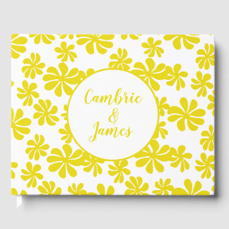 Livre D'or Fleurs à boulettes jaunes avec couleur arrière - p