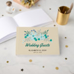 Livre D'or Fleurs à main turquoise, Mariage<br><div class="desc">Ce livre d'or mariage présente un graphique floral dessiné à la main qui offre les couleurs : bleu, tons turquoises, gris et vert. La couleur arrière - plan est kaki tan, bien qu'elle puisse être changée en n'importe quelle couleur disponible en choisissant customiser. Le texte personnalisé vous permet d'ajouter les...</div>