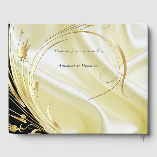 Livre D'or Fleurs Abstraites d'argent ou d'or sur - Silk & Ar (Verso)