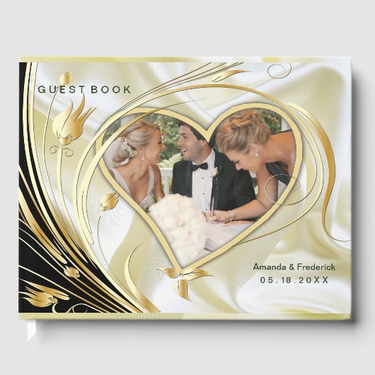 Livre D'or Fleurs Abstraites d'argent ou d'or sur - Silk & Ar (Recto)