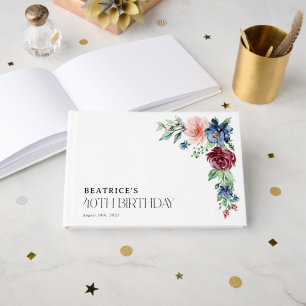 Livre D'or Fleurs aquarelles élégantes 40e anniversaire