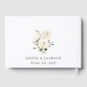 Livre D'or Fleurs blanches, Fleurs de crème, Verdure, Mariage (Verso)