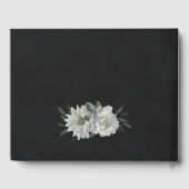 Livre D'or fleurs blanches romantiques & feuilles verts noir (Verso)