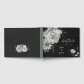 Livre D'or fleurs blanches romantiques & feuilles verts noir (Complet)