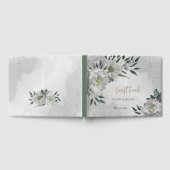 Livre D'or fleurs blanches romantiques & mariage feuille vert (Complet)