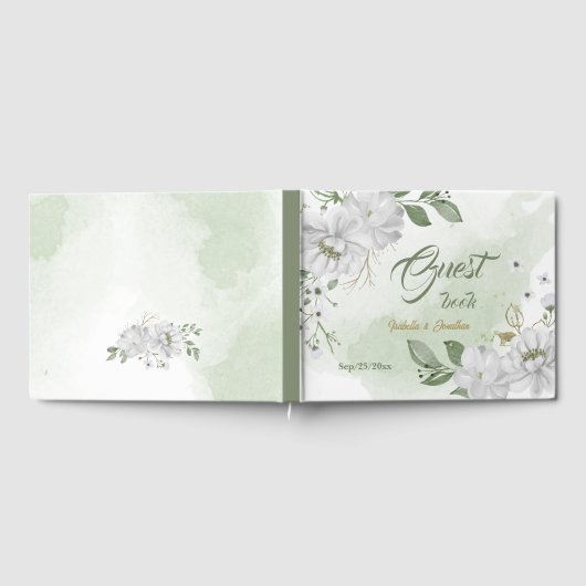 Livre D'or fleurs blanches verdure or (Complet)