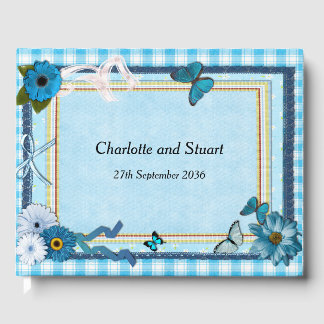 Livre D'or Fleurs bleues et papillons