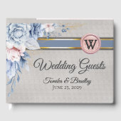Livre D'or Fleurs bleues et roses sur Mariage gris (Recto)