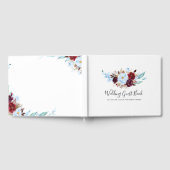 Livre D'or Fleurs bleues et rouges bordeaux poussiéreuses (Complet)