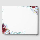 Livre D'or Fleurs bleues et rouges bordeaux poussiéreuses (Verso)