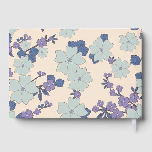 Livre D'or Fleurs Bleues, Fleurs Violettes, Mariage Floral (Verso)