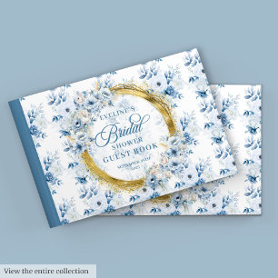 Livre d'or Fleurs Bohèmes Paillettes Or Bleu Poudr