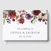 Livre D'or Fleurs Bourgogne, Fleurs roses, Verdure, Mariage (Recto)