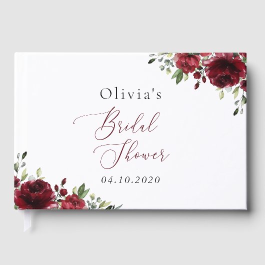 Livre D'or Fleurs Bourgognes, Fleurs Rouges, Boho, Fête des m (Recto)