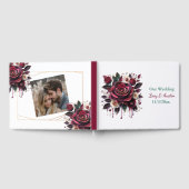 Livre D'or Fleurs Bourgognes, Foliage et Perles Personnalisée (Complet)