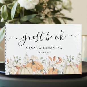 Livre D'or Fleurs d'aquarelle tendance et Citrouille automne