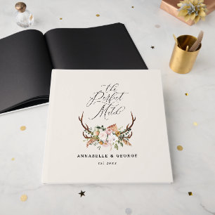 Livre D'or Fleurs de bois de cerf rustique Mariage Bohème Inv