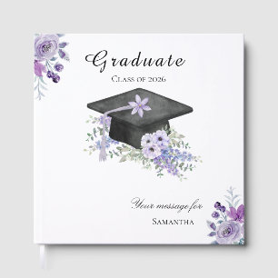 Livre D'or Fleurs de lilas aquarelle dégradation violette