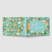 Livre D'or Fleurs de mariage Aqua Peach Roses (Complet)