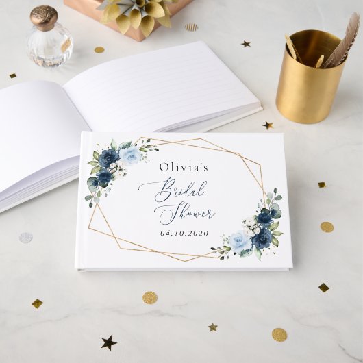 Livre D'or Fleurs de marine, Fleurs bleues, Boho, Fête des ma (Recto ouvert)