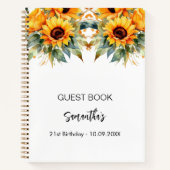 Livre d'or fleurs de soleil d'anniversaire aquarel (Devant)