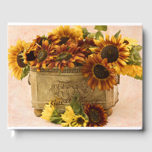 Livre D'or Fleurs De Soleil Orange Dans Panier En Tin
